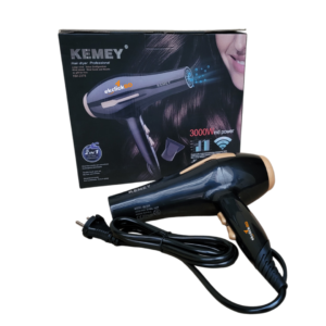Kemey KM-2376 Professional Hair Dryer - 2 in 1 Hair Dryer 3000Watt d Power - Black