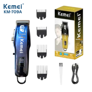 Kemei KM-709A Professional Hair Clipper Trimmer (Black & Blue)